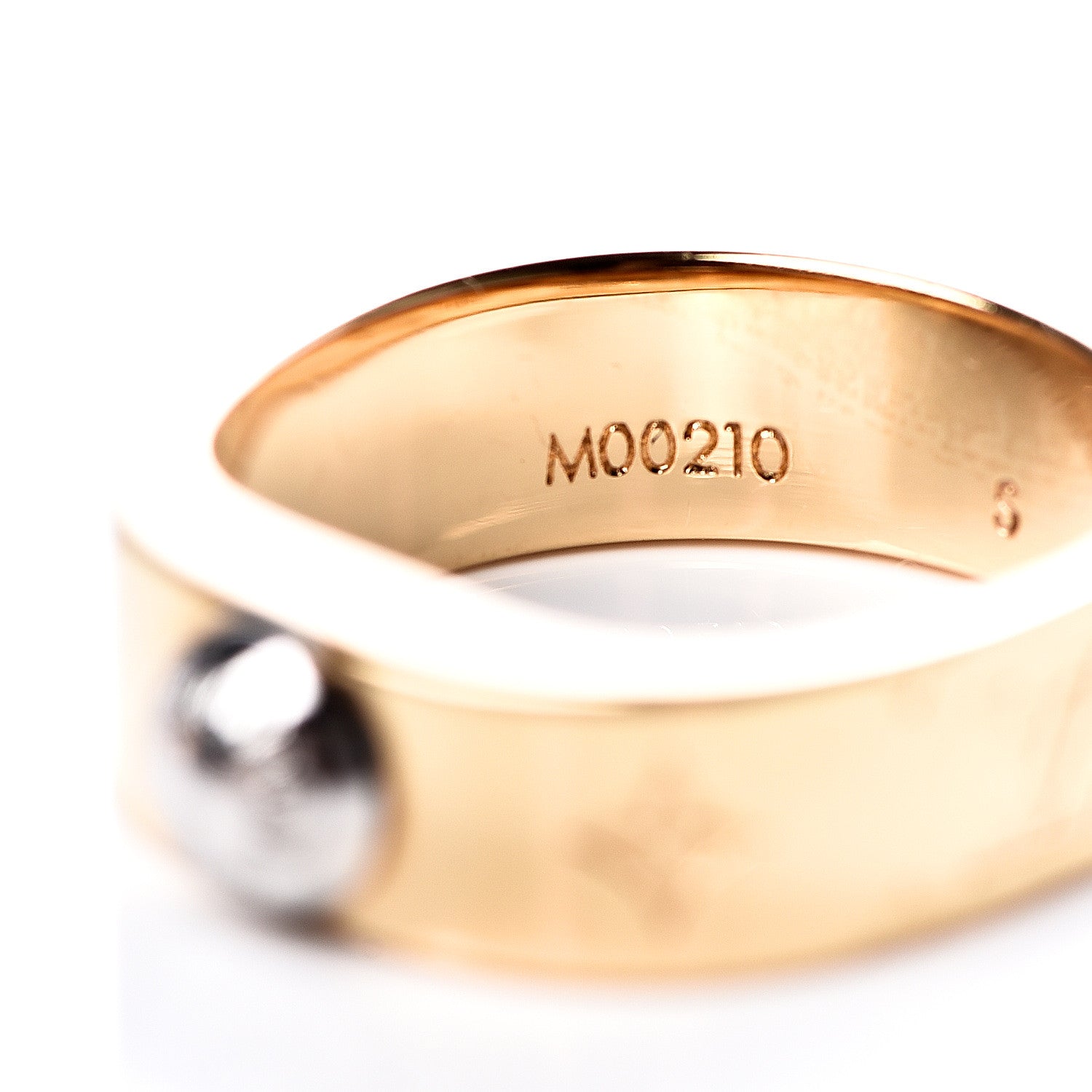 Louis Vuitton Brass Monogram Engraved Nanogram Ring S Gold 3 of 5