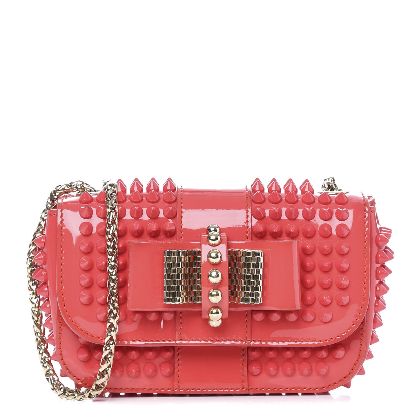 Patent Spiked Sweety Charity Crossbody Bag Framboise