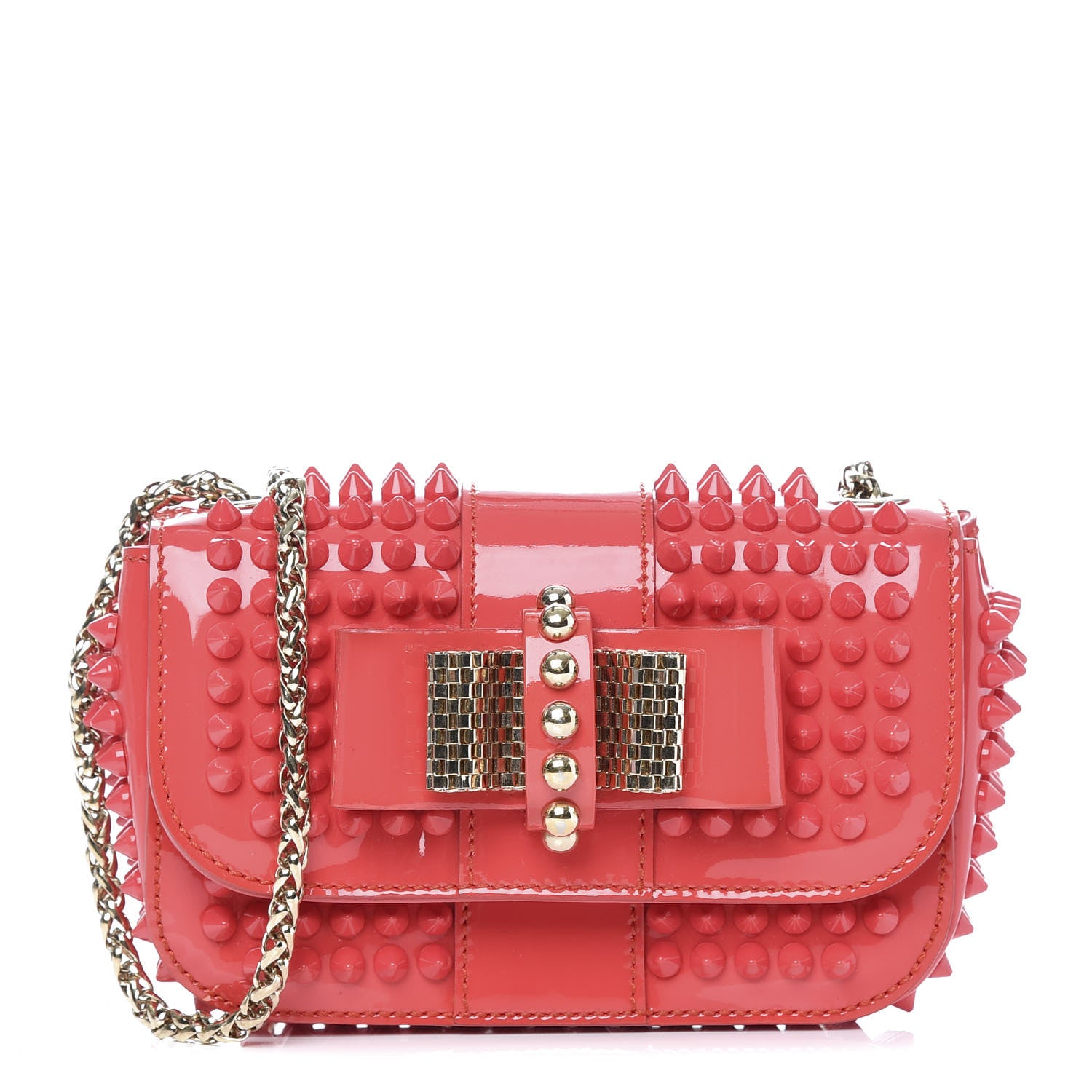Christian Louboutin Patent Spiked Sweety Charity Crossbody Bag Framboise 1 of 11