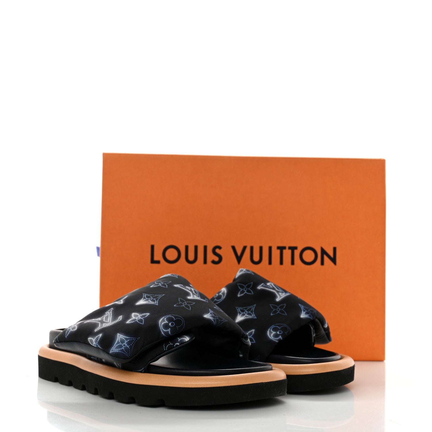Louis Vuitton Nylon Monogram Womens Pool Pillow Comfort Mules 36 Navy Blue 10 of 10