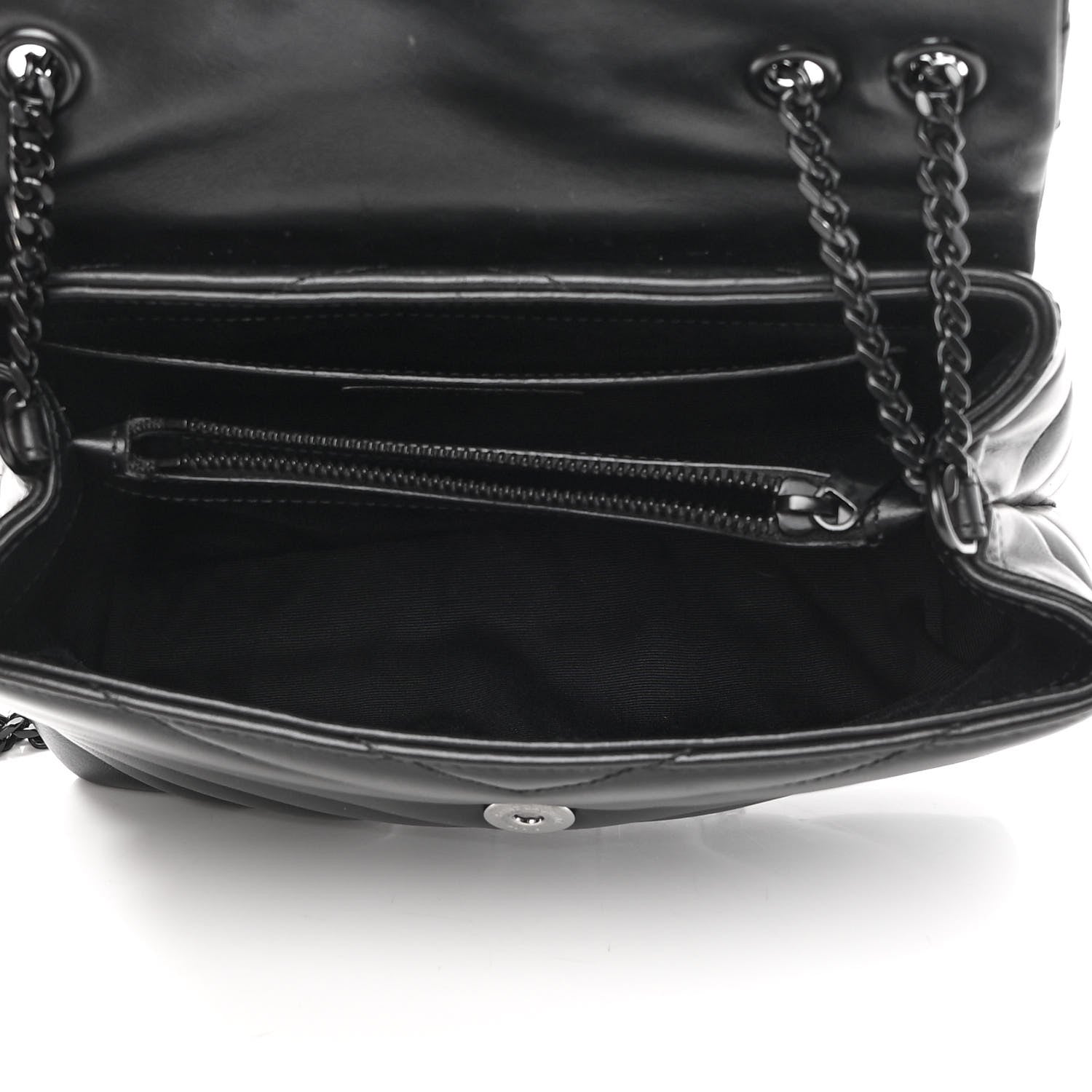 Saint Laurent Calfskin Y Quilted Monogram Monochrome Small Loulou Chain Satchel Black 4 of 12