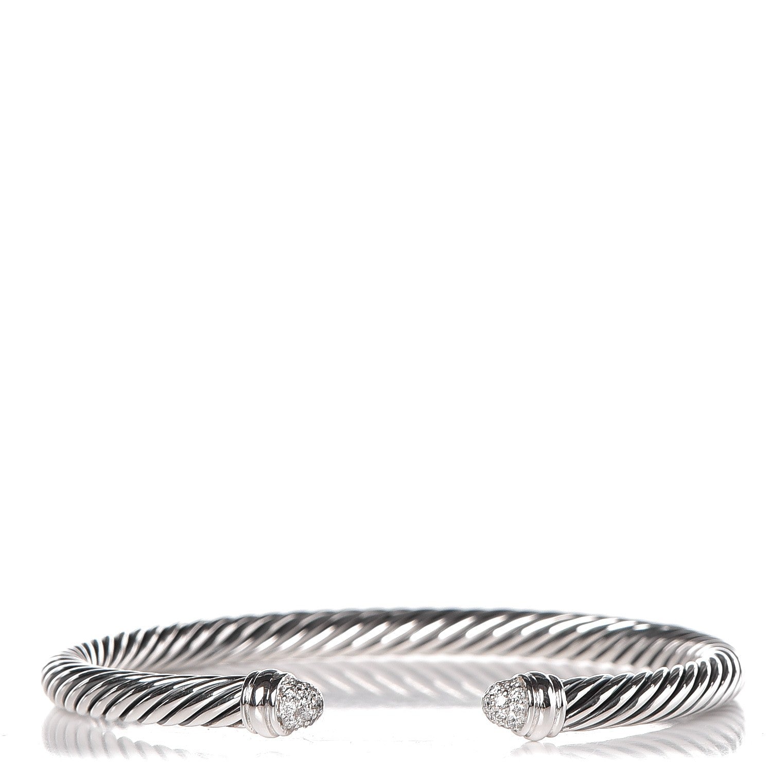 David Yurman Sterling Silver Pave Diamond 5mm Cable Classics Bracelet 1 of 4