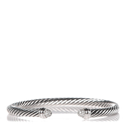 David Yurman Sterling Silver Pave Diamond 5mm Cable Classics Bracelet 1 of 4
