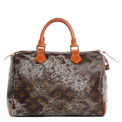 Louis Vuitton Monogram Dentelle Speedy 30 Silver 1 of 7