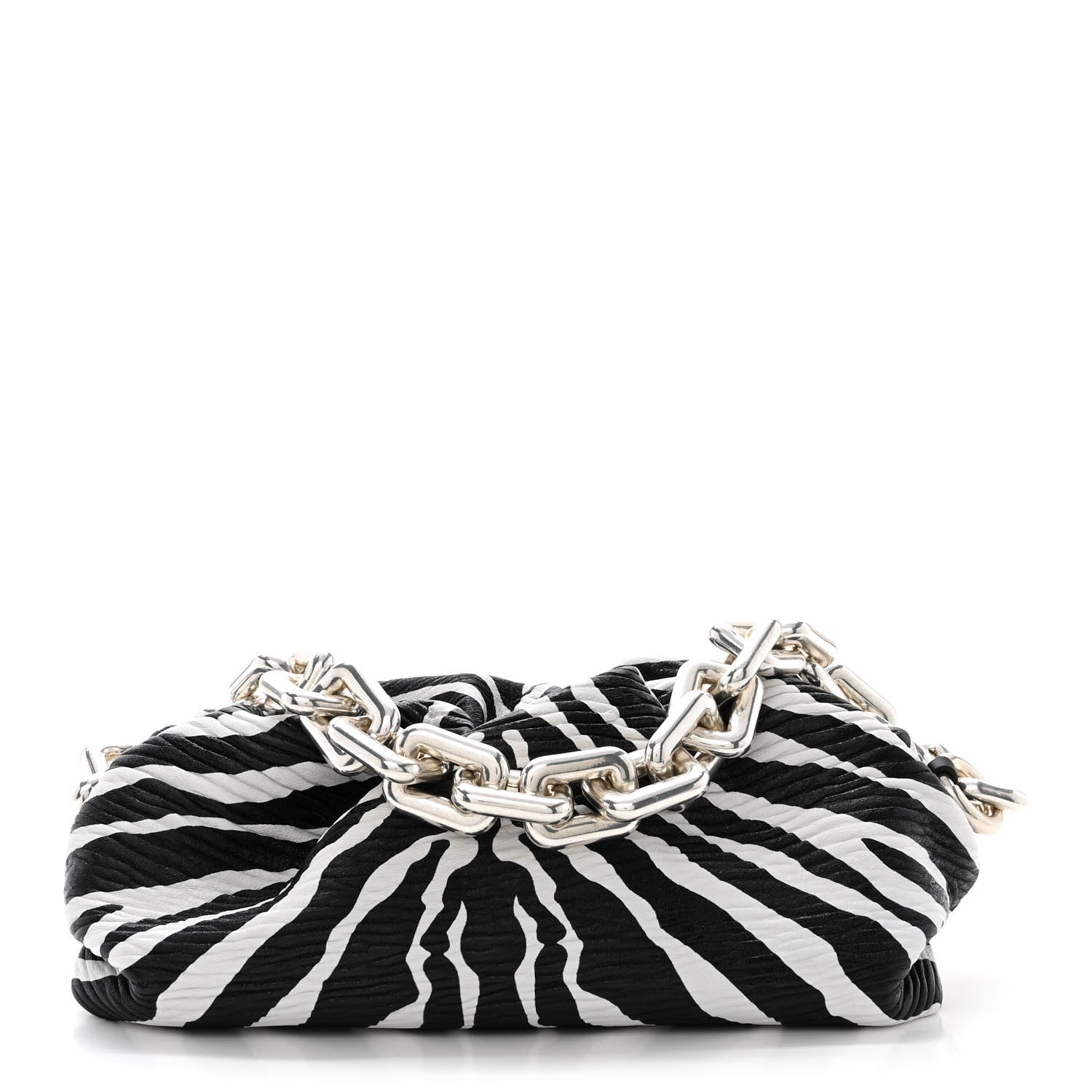 Bottega Veneta Nappa Zebra Print The Pouch Chain White Black 1 of 10
