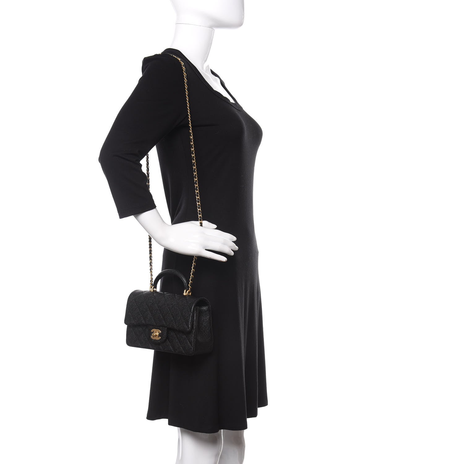 Chanel Caviar Quilted Mini Top Handle Rectangular Flap Black 2 of 9