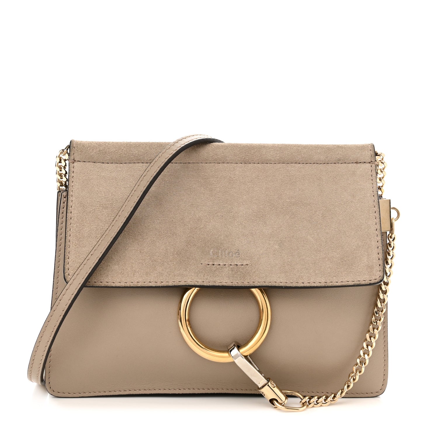 Calfskin Suede Mini Chain Faye Shoulder Bag Motty Grey