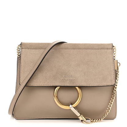 Chloe Calfskin Suede Mini Chain Faye Shoulder Bag Motty Grey 1 of 11