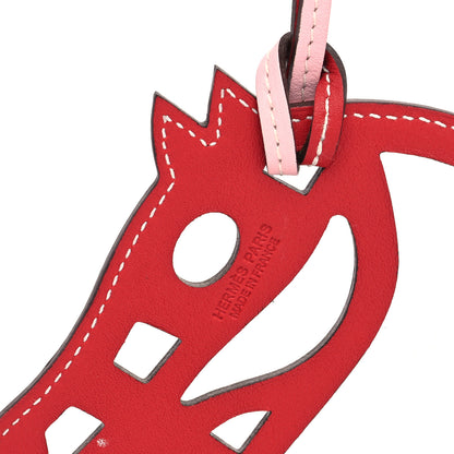 Hermes Swift Paddock Cheval Horse Bag Charm Rose Sakura Vermillion 3 of 4