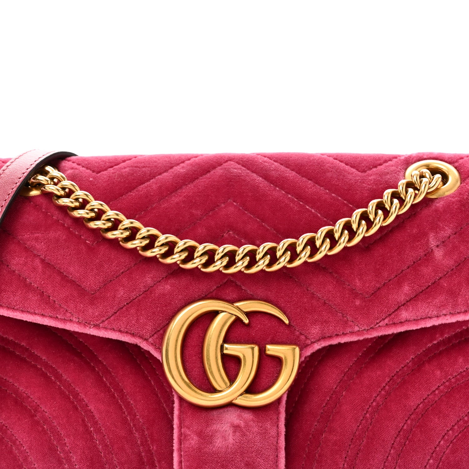 Gucci Velvet Matelasse Small GG Marmont Shoulder Bag Light Raspberry Rose 8 of 10