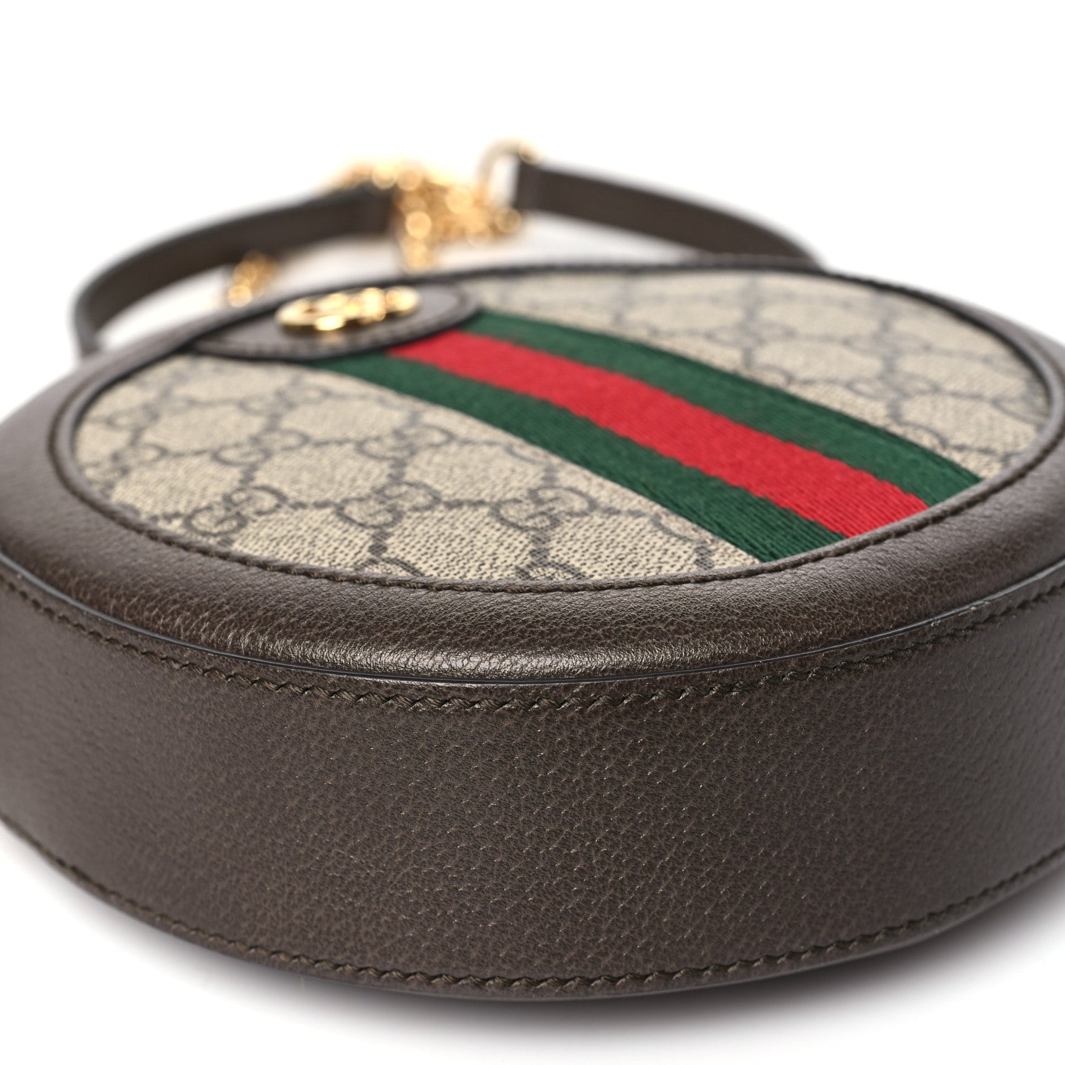 Gucci GG Supreme Monogram Web Mini Ophidia Round Shoulder Bag Brown 9 of 10