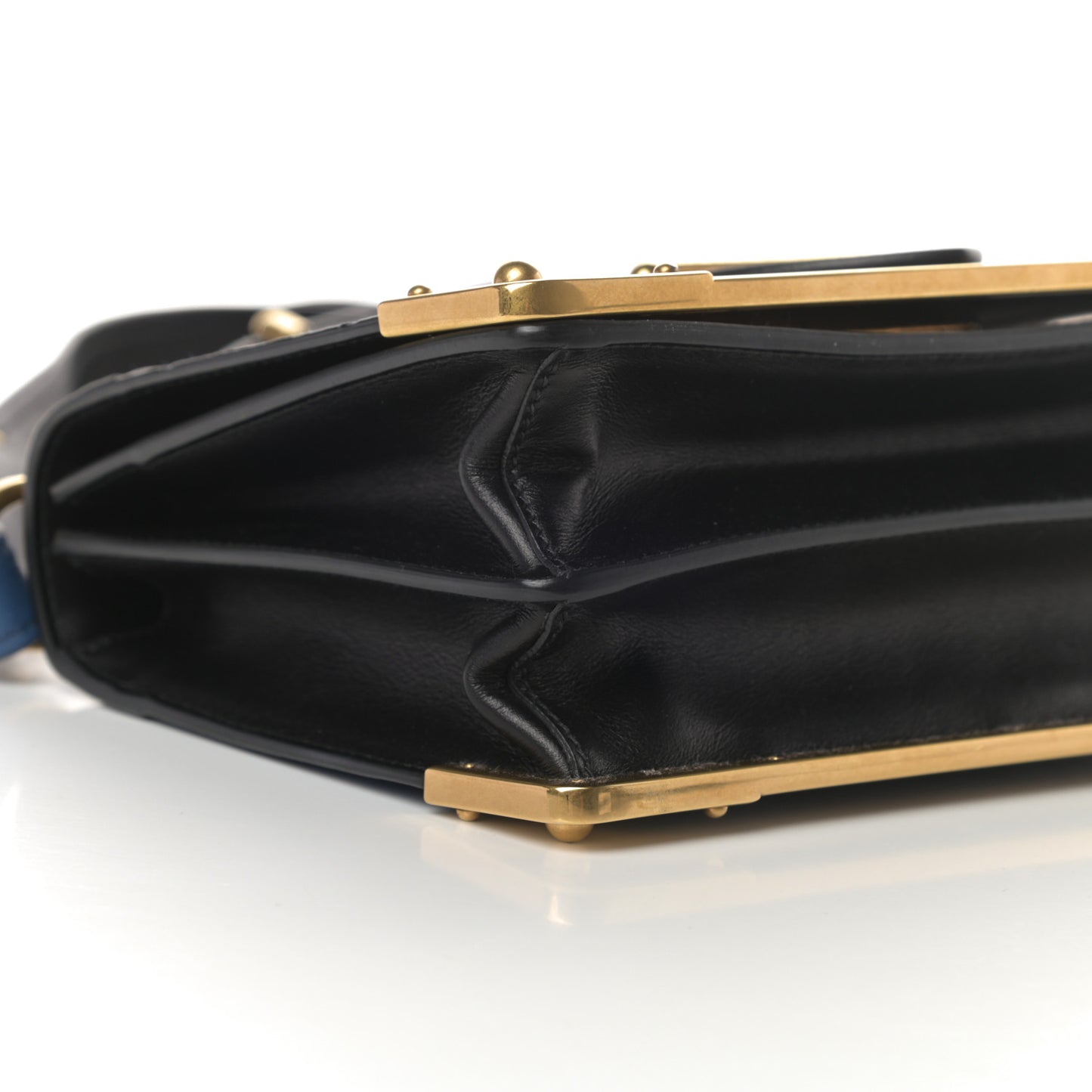 City Calfskin Ostrich Cahier Bag Colbalto Black