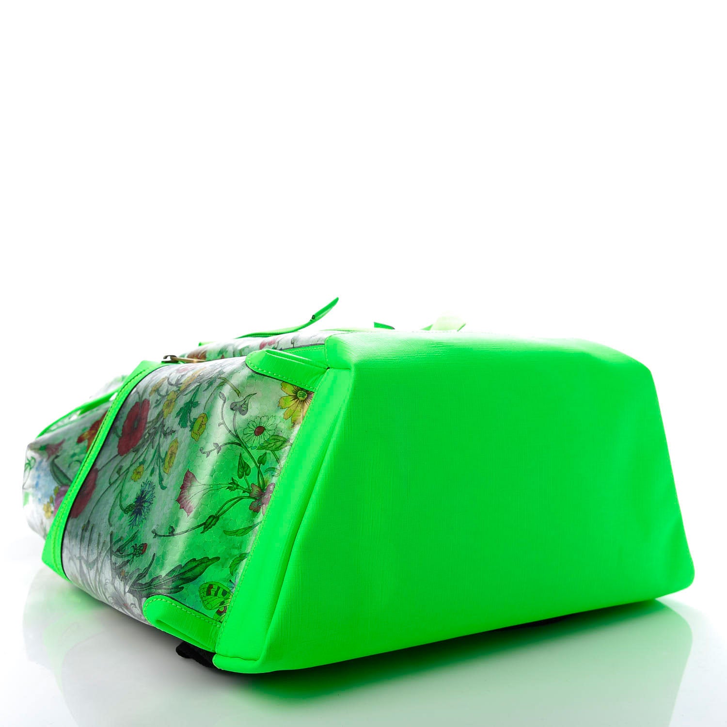 Gucci PVC Floral Double Buckle Backpack Fluo Green 3 of 8