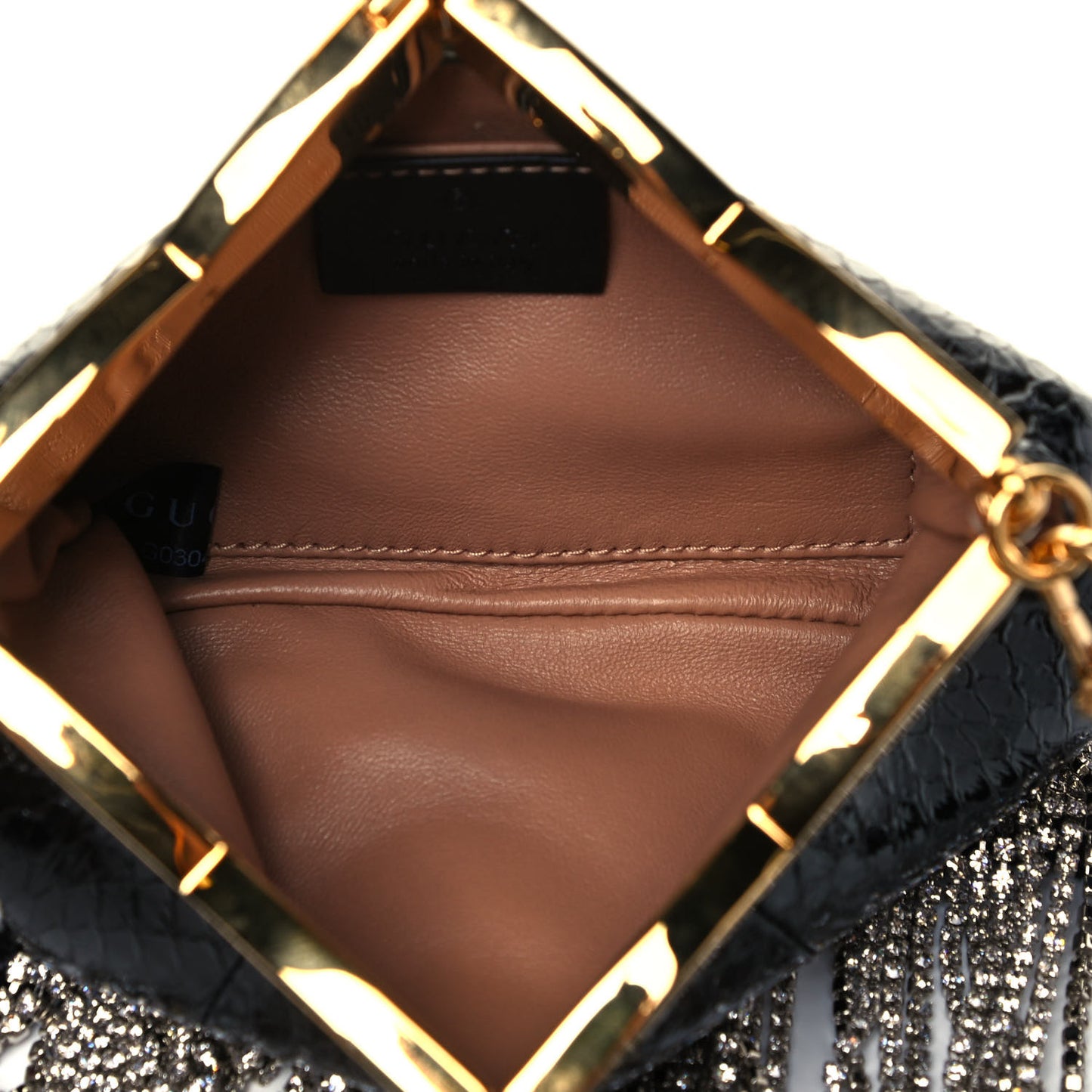 Snakeskin Crystal Fringe Broadway Evening Clutch Bag Black