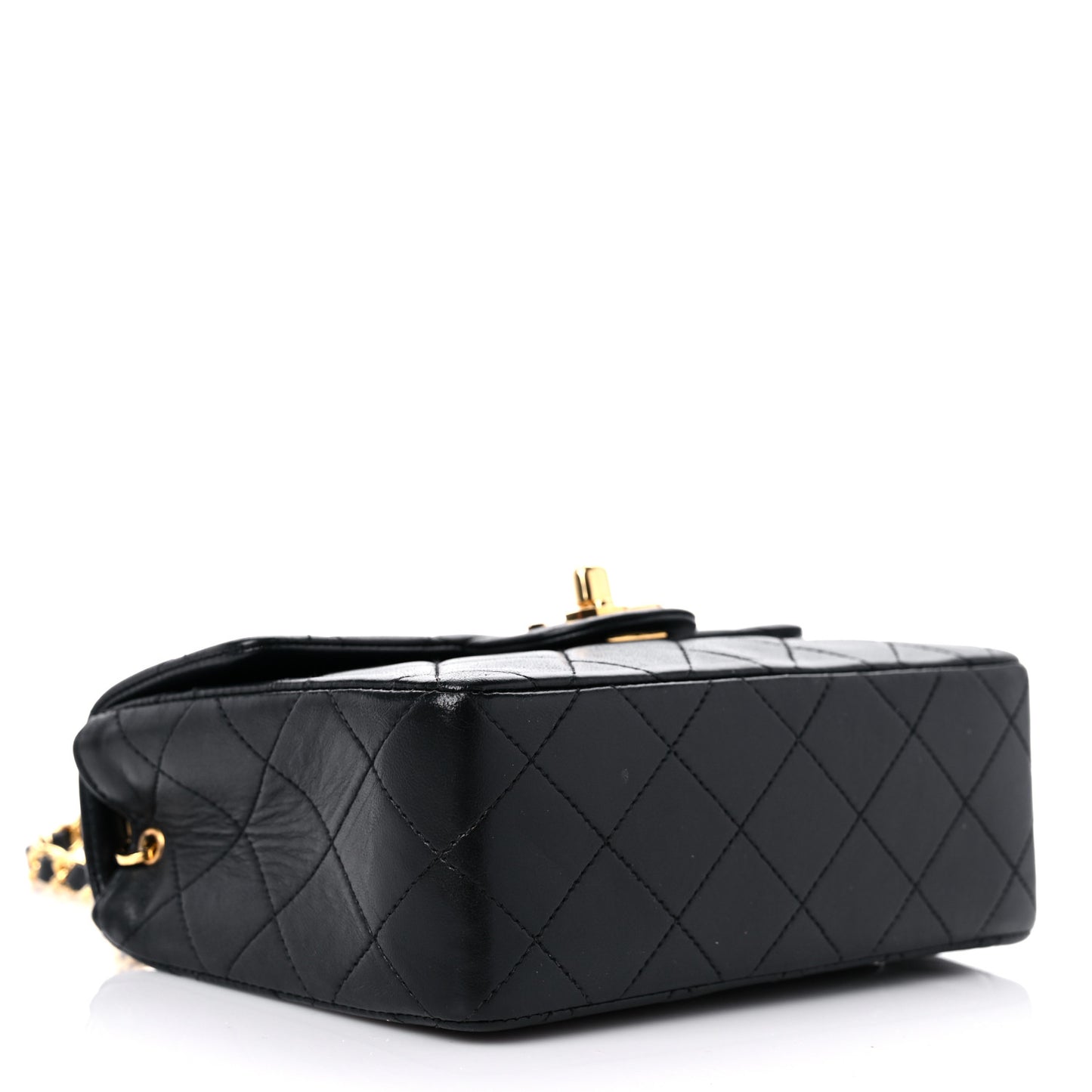 Lambskin Quilted Mini Square Flap Bag Black