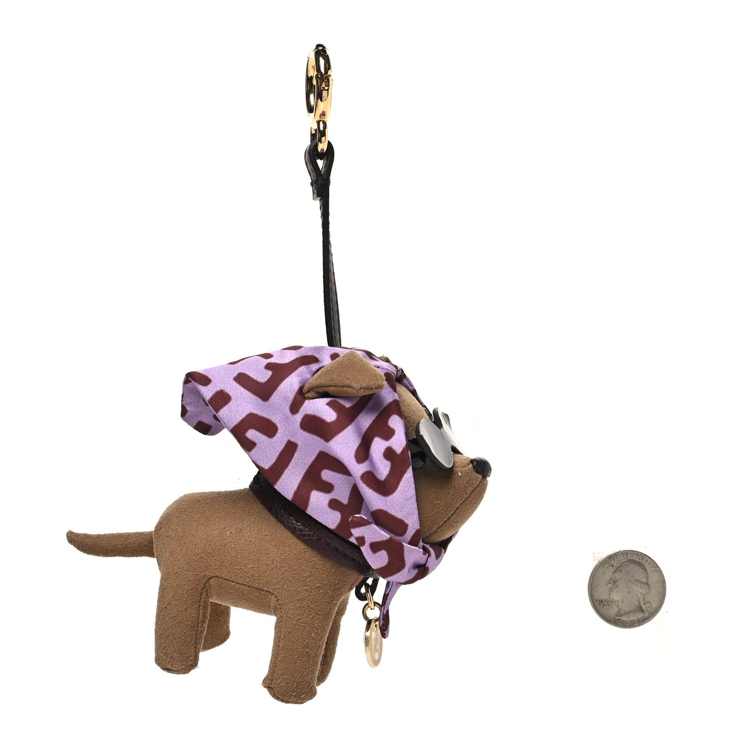 Fendi Nappa Vitello Padded Microfiber Gina Bag Charm Brown 2 of 4