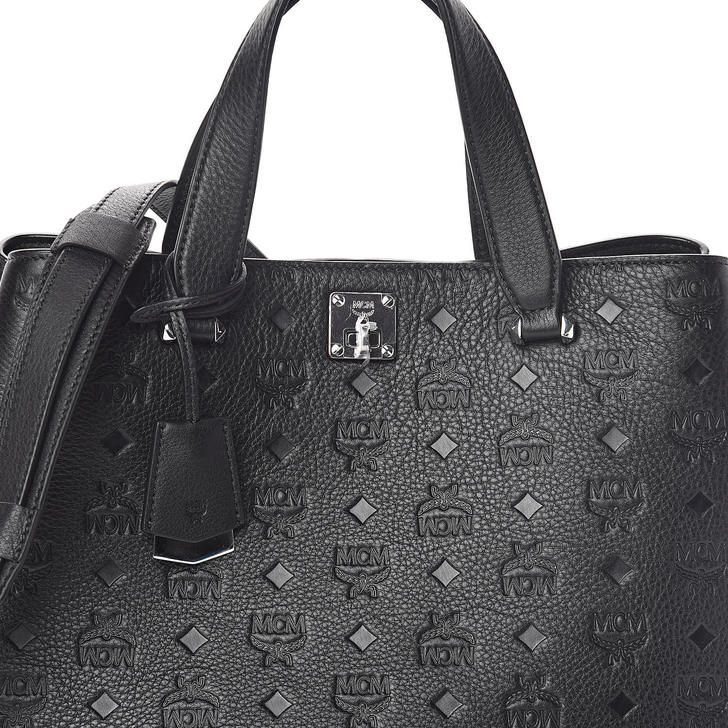 MCM Calfskin Ottomar Monogram Large Essential Tote Black 7 of 9
