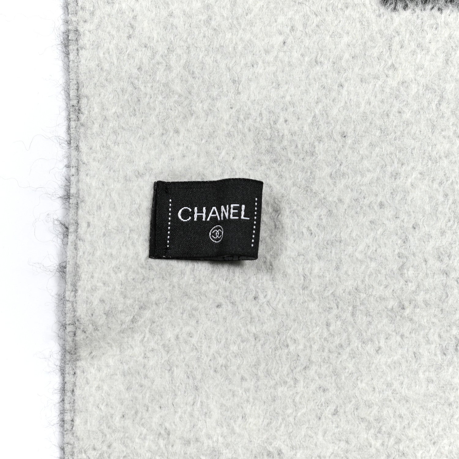 Chanel Cashmere CC Fringe Stole Black White 4 of 4