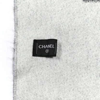 Chanel Cashmere CC Fringe Stole Black White 4 of 4