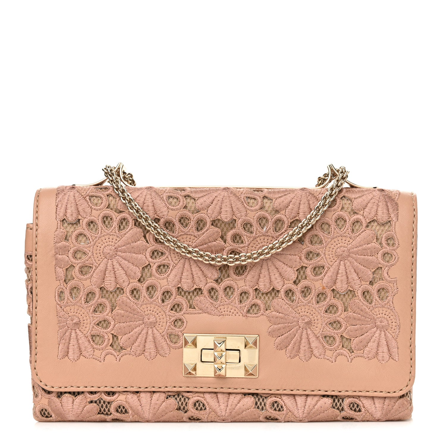 Valentino Garavani Nappa Lace Girello Flap Blush 1 of 13