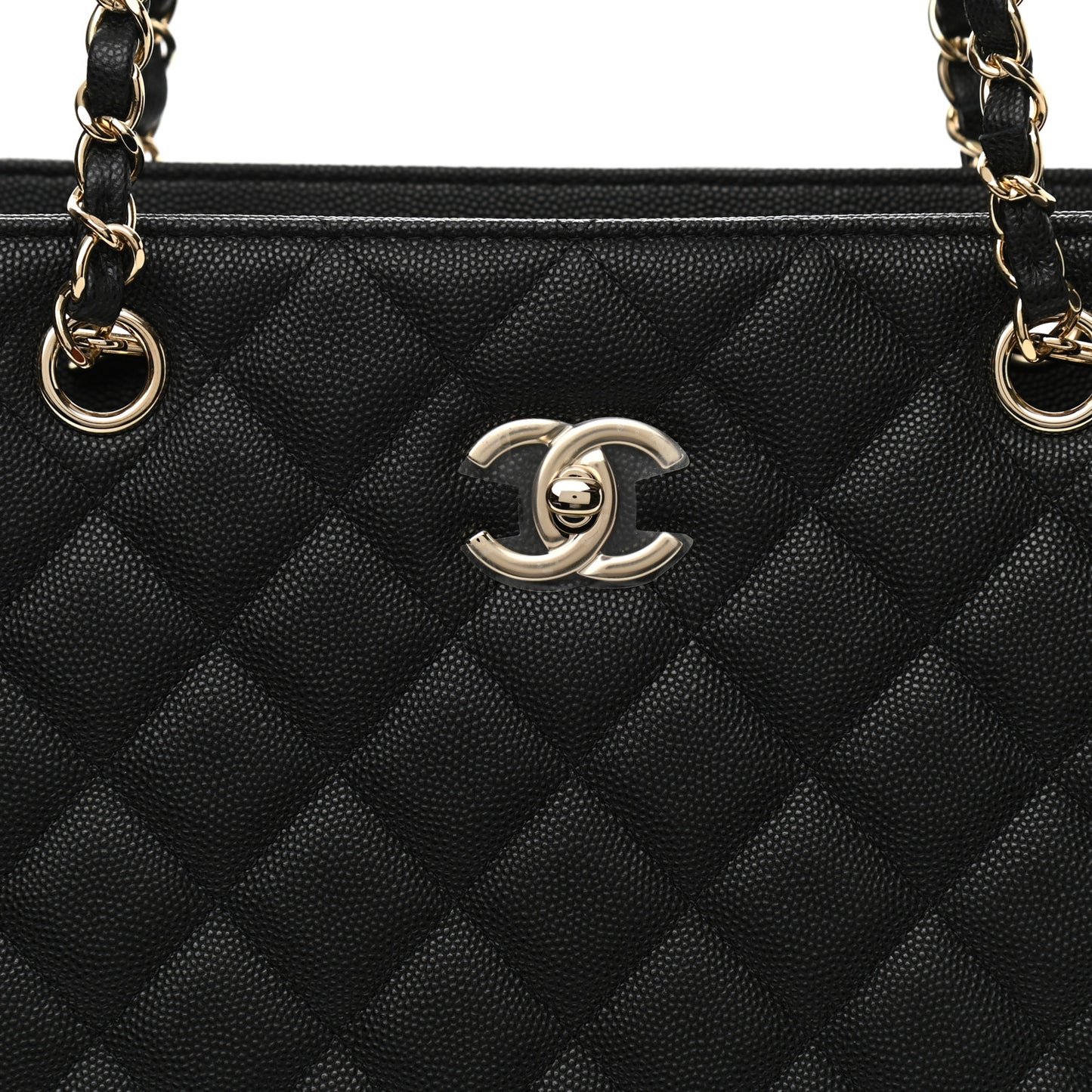 Caviar Quilted Large Shopping Tote Black