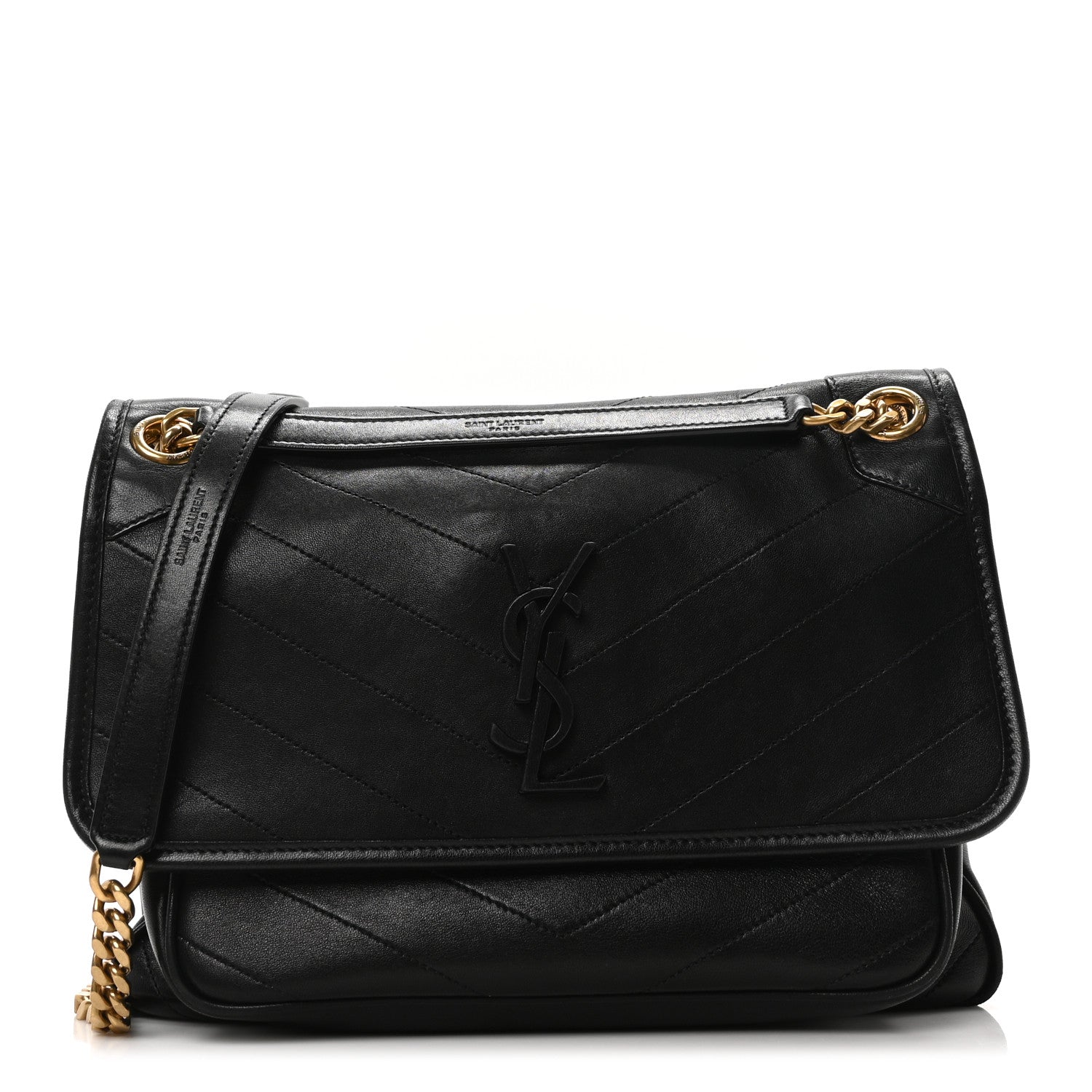 Saint Laurent Lambskin Matelasse Monogram Medium Niki Chain Satchel Black 1 of 10