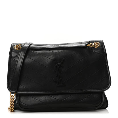 Saint Laurent Lambskin Matelasse Monogram Medium Niki Chain Satchel Black 1 of 10