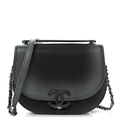 Chanel Metallic Caviar Quilted Medium Coco Curve Messenger Flap Black Ruthenium 1 of 10