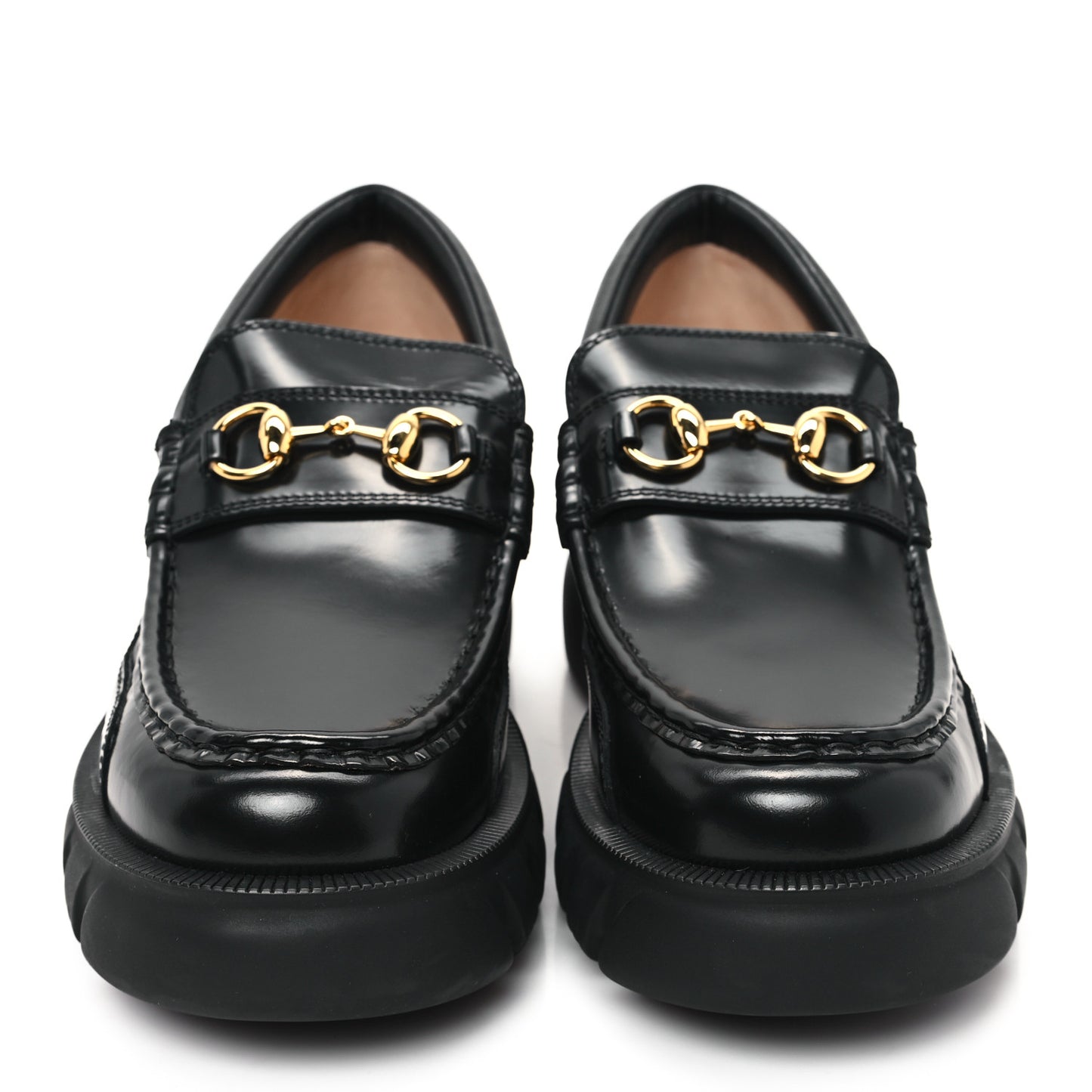 Magnum Calfskin Nappa Samoa Womens Horsebit Platform Chunky Lug Sole 40mm Loafers 41 Black