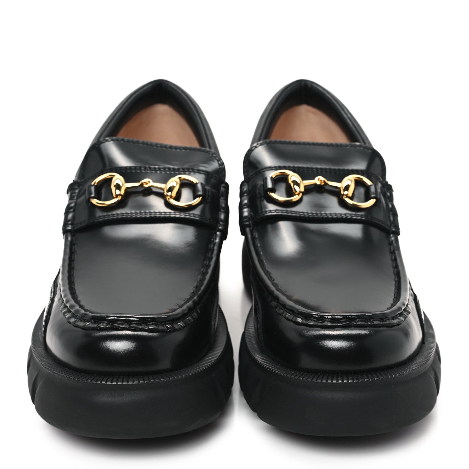 Gucci Magnum Calfskin Nappa Samoa Womens Horsebit Platform Chunky Lug Sole 40mm Loafers 41 Black 3 of 11