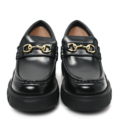 Gucci Magnum Calfskin Nappa Samoa Womens Horsebit Platform Chunky Lug Sole 40mm Loafers 41 Black 3 of 11