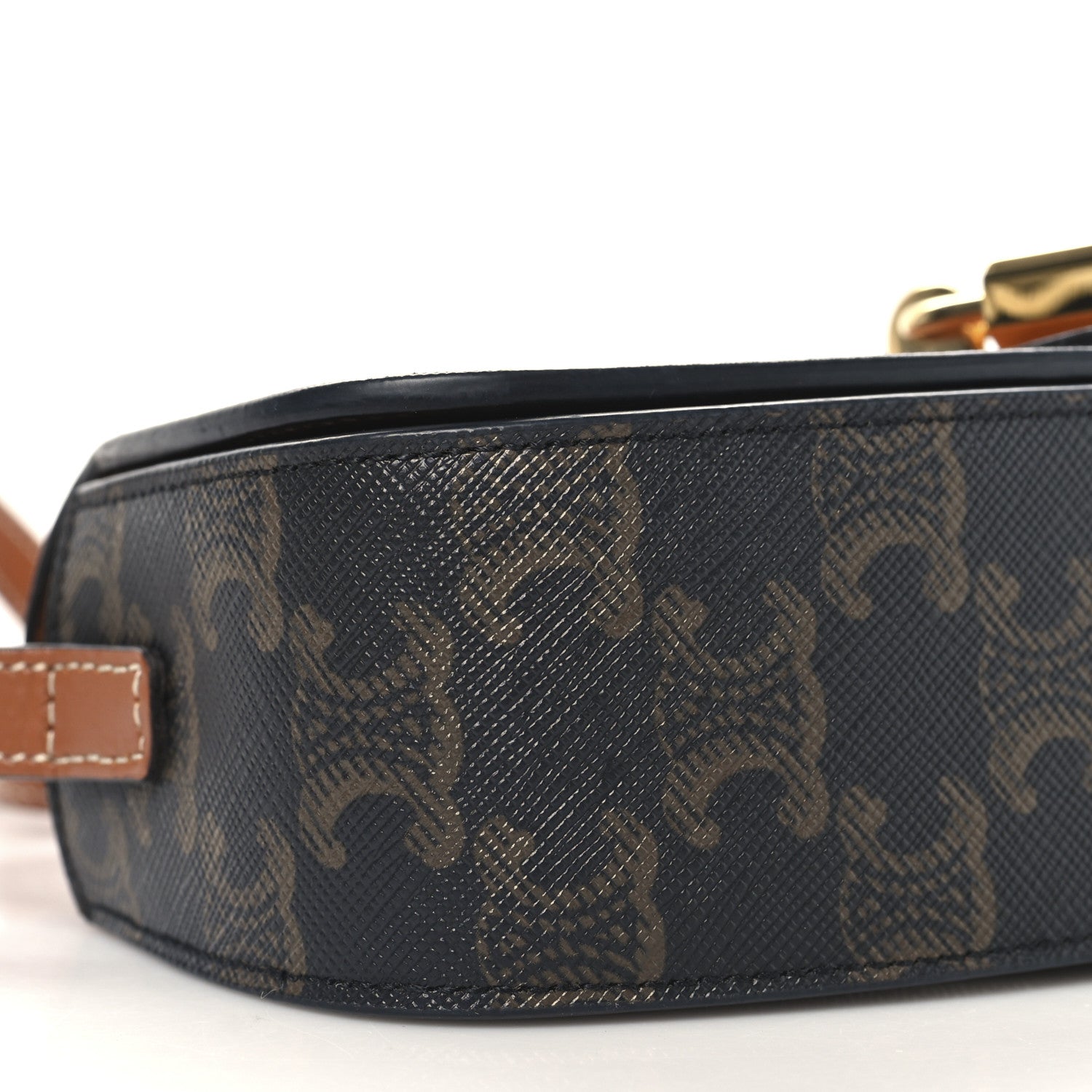 Celine Triomphe Canvas Calfskin Tabou Clutch on Strap Tan 8 of 9