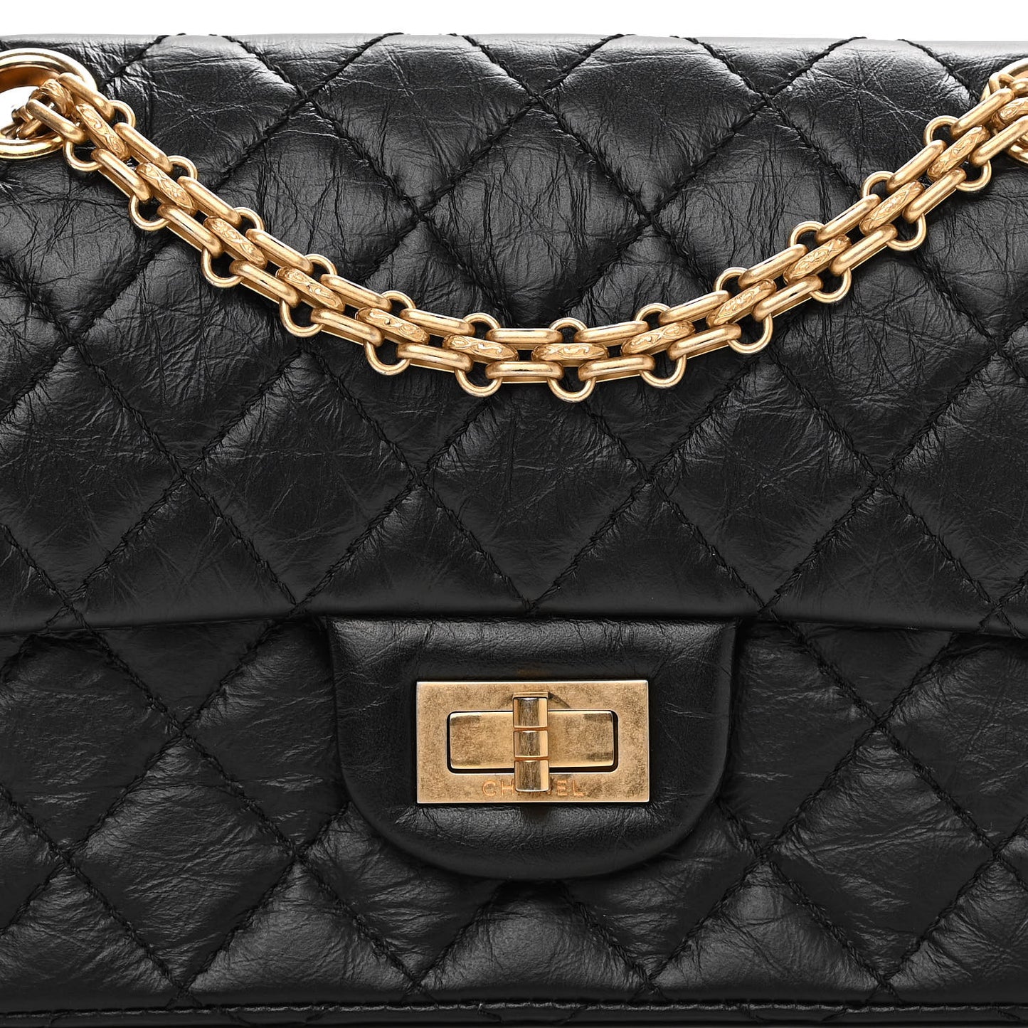 Aged Calfskin Quilted 2.55 Reissue Mini Flap Black