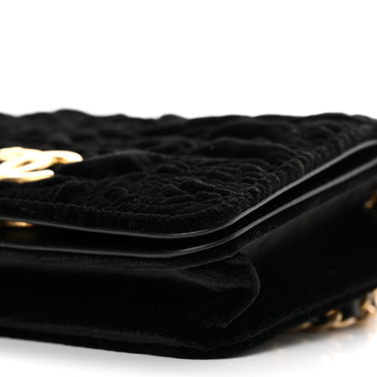 Chanel Velvet Quilted Camellia Velvet Flap Coin Purse With Chain Black 11 of 12