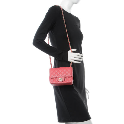 Chanel Caviar Quilted Mini Square Flap Dark Pink 2 of 8