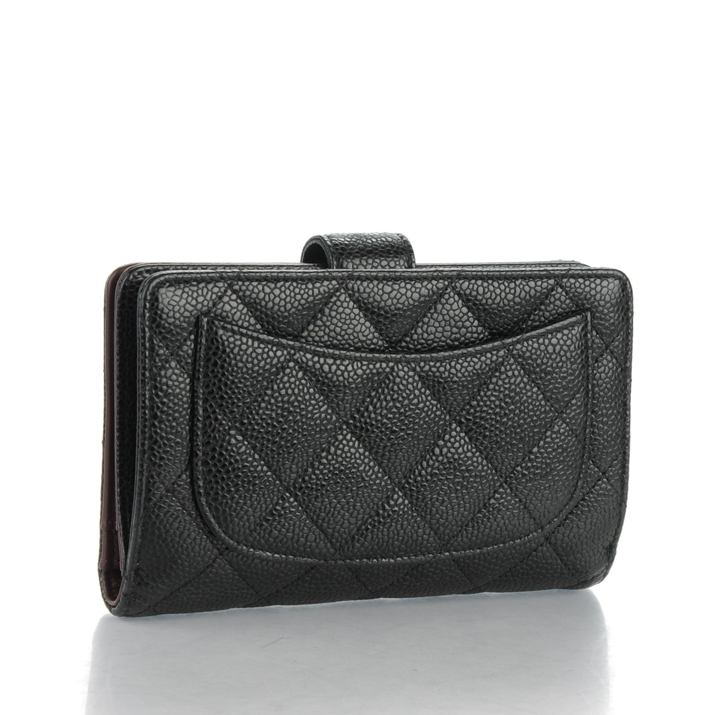 Caviar Quilted Zipped Pocket Wallet Black