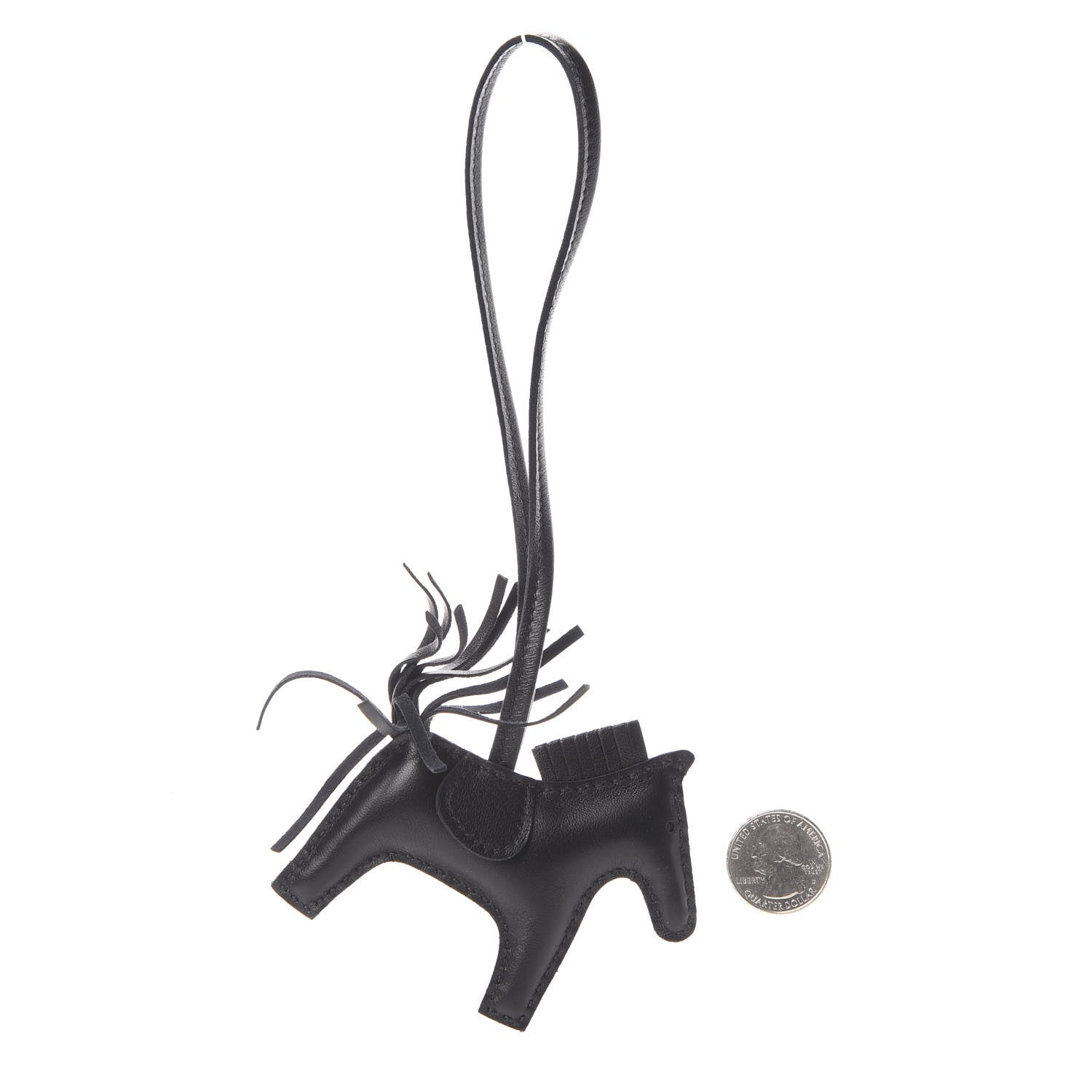 Hermes Milo Lambskin Grigri Rodeo Horse Bag Charm PM So Black 2 of 5