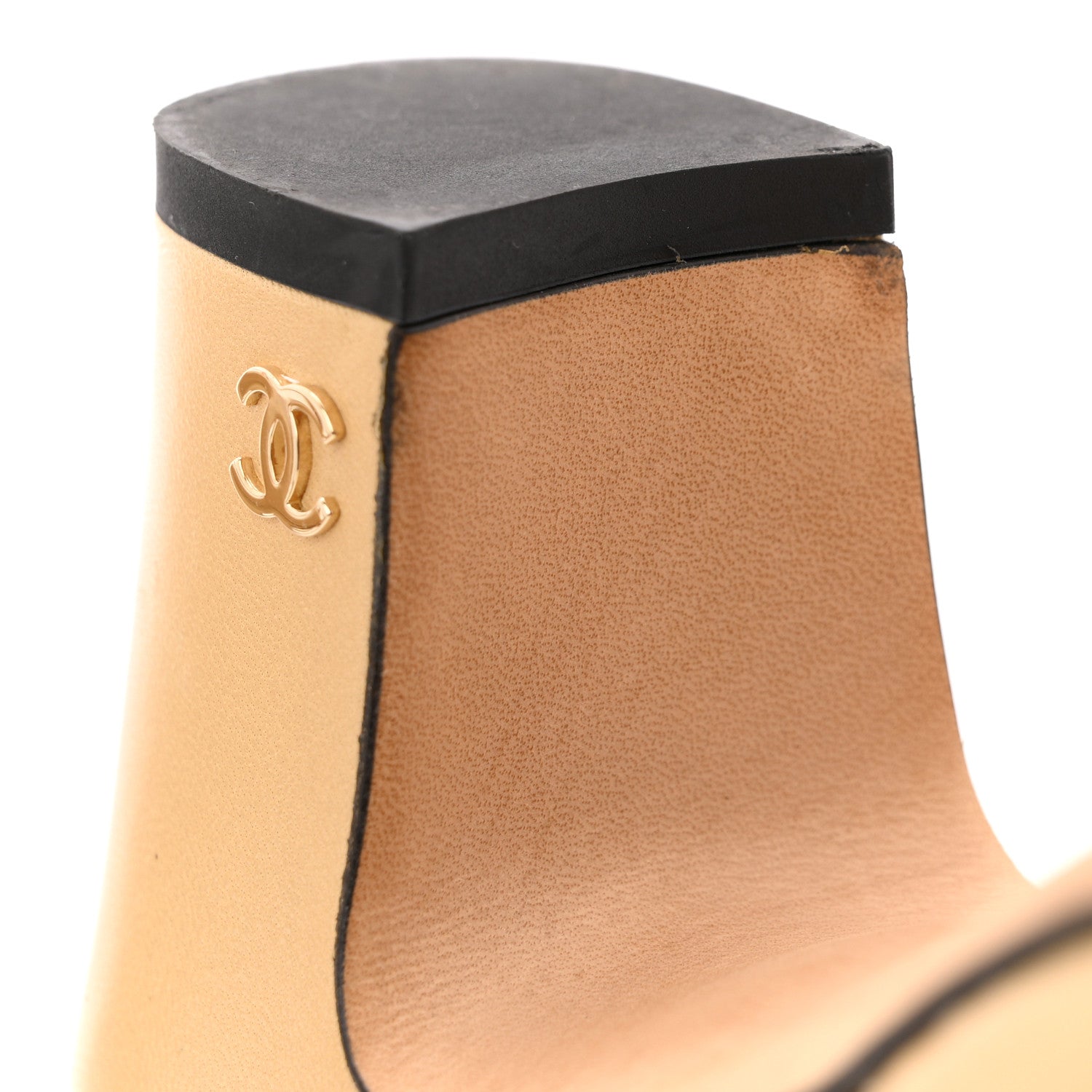 Chanel Goatskin Grosgrain Cap Toe CC Slingback Pumps 36 Beige Black 11 of 13