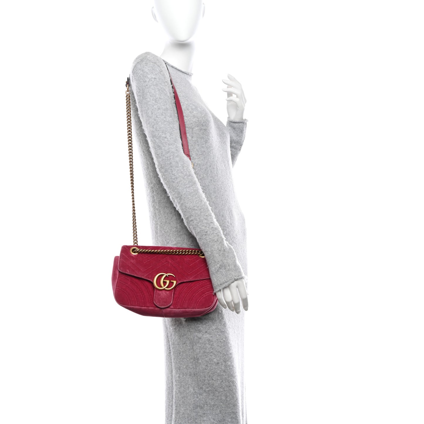 Velvet Matelasse Small GG Marmont Shoulder Bag Light Raspberry Rose