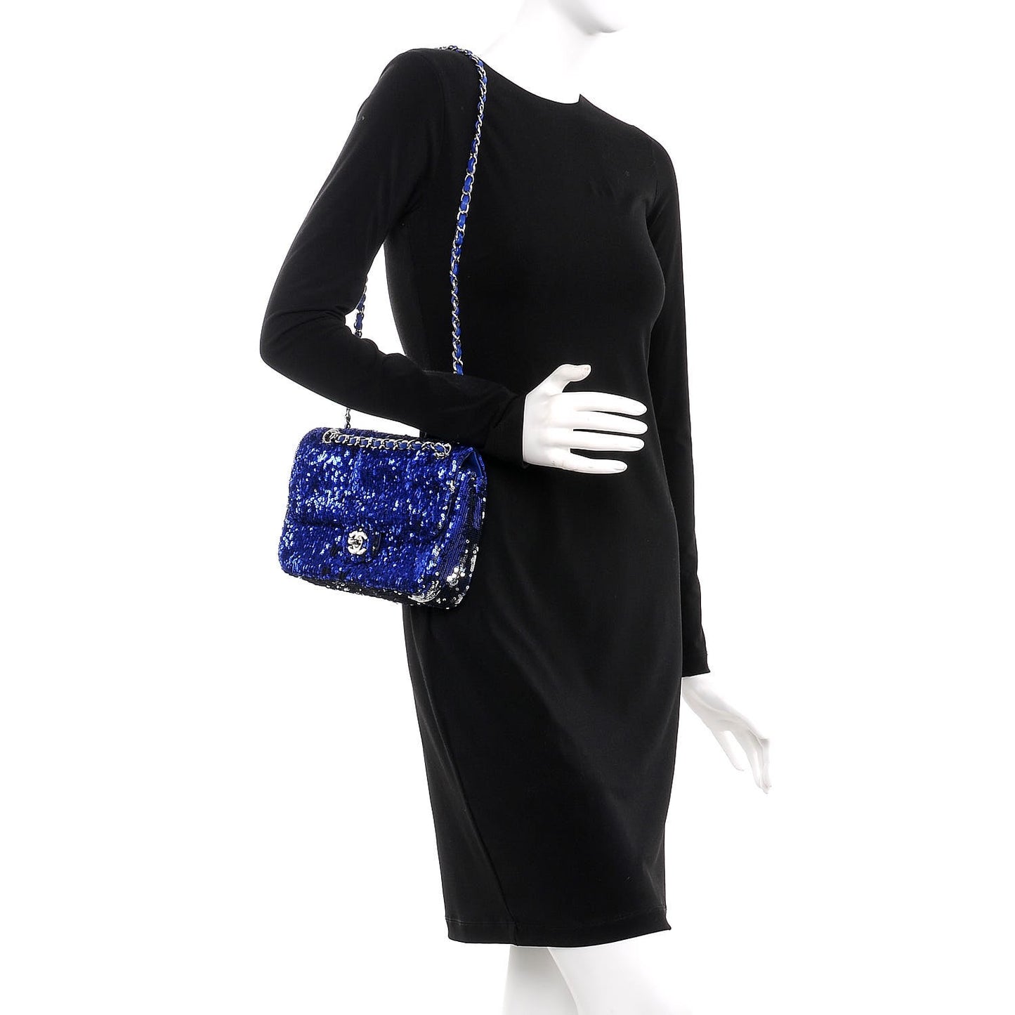 Sequin Medium Flap Dark Blue