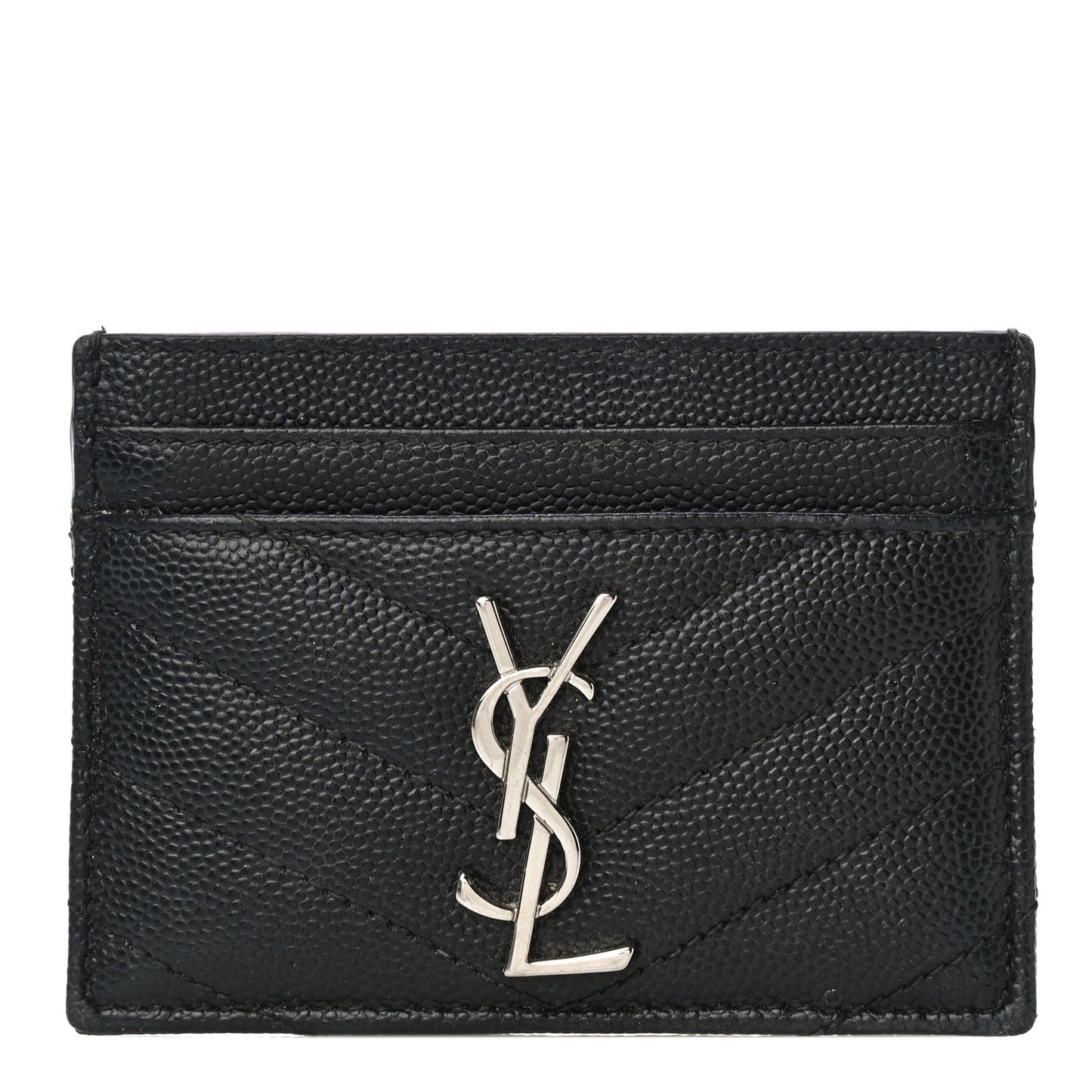 Grain De Poudre Matelasse Chevron Monogram Credit Card Case Black