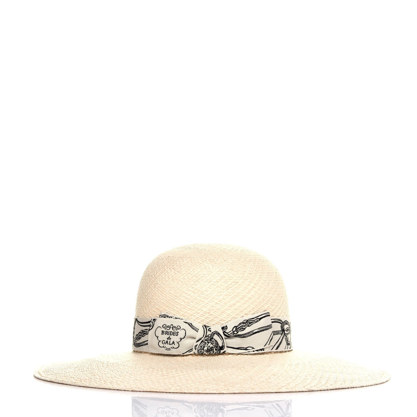 Straw Brides De Gala Panama Carrousel Hat 56 Naturel Ecru Black