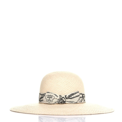 Hermes Straw Brides De Gala Panama Carrousel Hat 56 Naturel Ecru Black 3 of 8