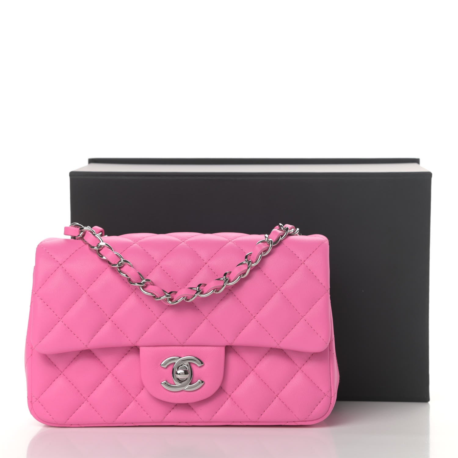 Chanel Lambskin Quilted Mini Rectangular Flap Pink 12 of 12