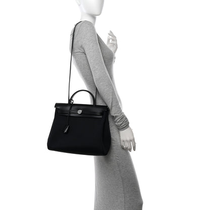 Hermes Military Toile Vache Hunter Herbag Zip Retourne 31 PM Black 2 of 11