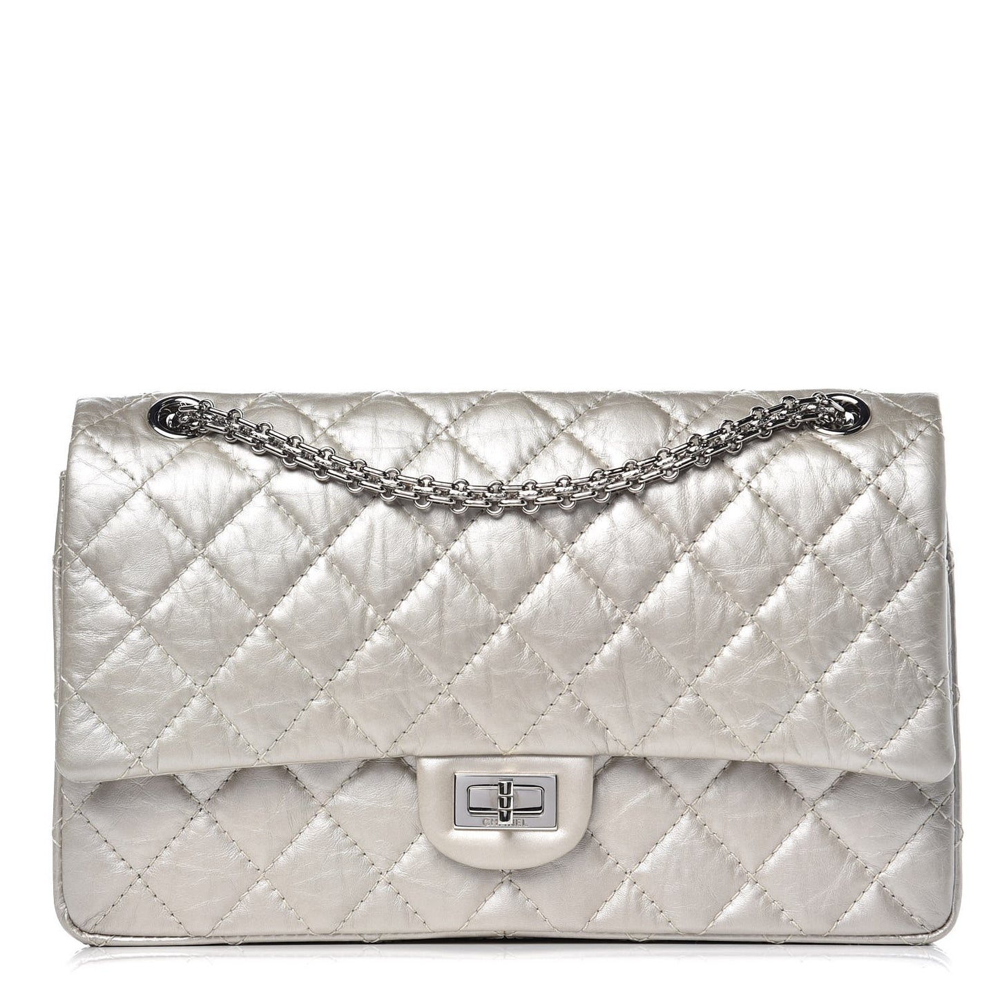 Metallic Aged Calfskin Quilted 2.55 Reissue 226 Flap Silver