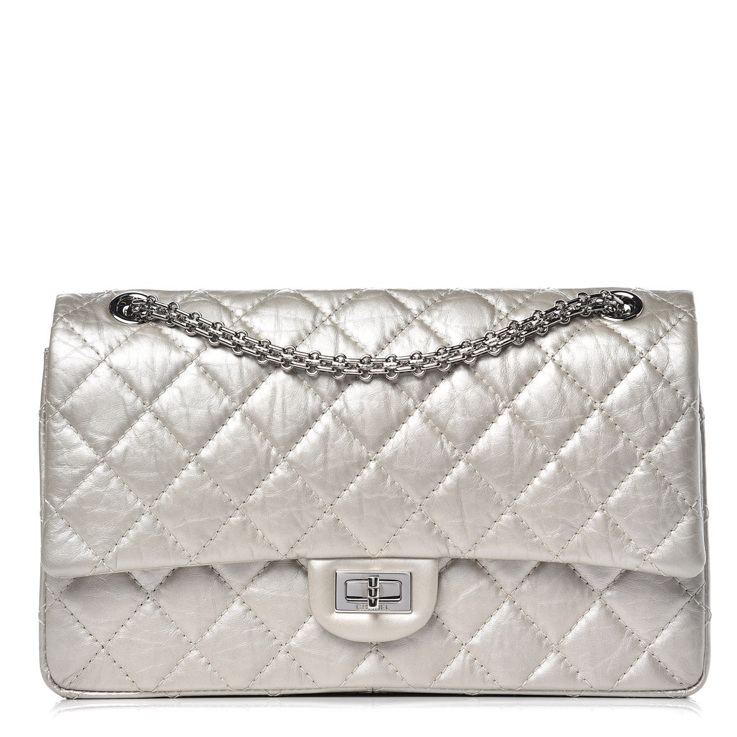 Chanel Metallic Aged Calfskin Quilted 2.55 Reissue 226 Flap Silver 1 of 8