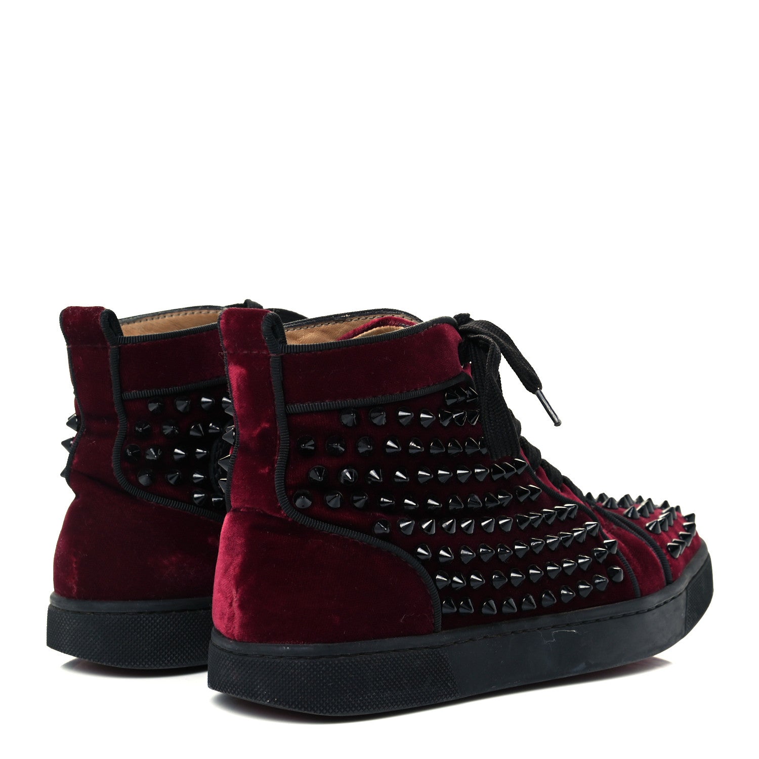 Christian Louboutin Velvet Spikes Sneakers 35.5 Dark Red 4 of 12
