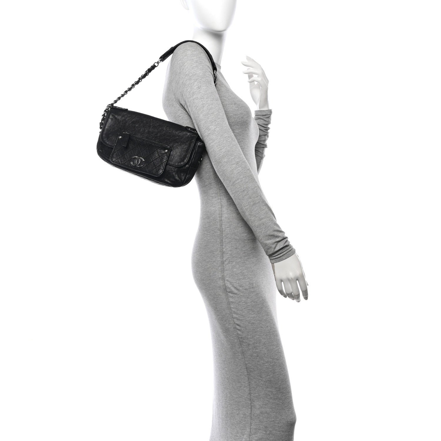 Chanel Glazed Caviar Small Pocket In The City Shoulder Bag Black 2 of 16