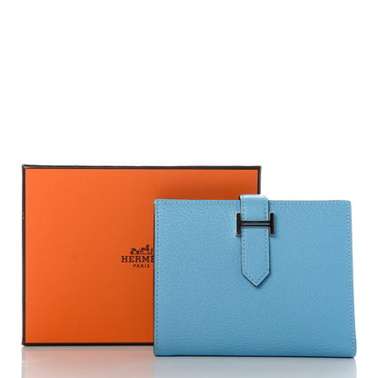 Hermes Chevre Mysore Bearn Compact Wallet Celeste 7 of 7